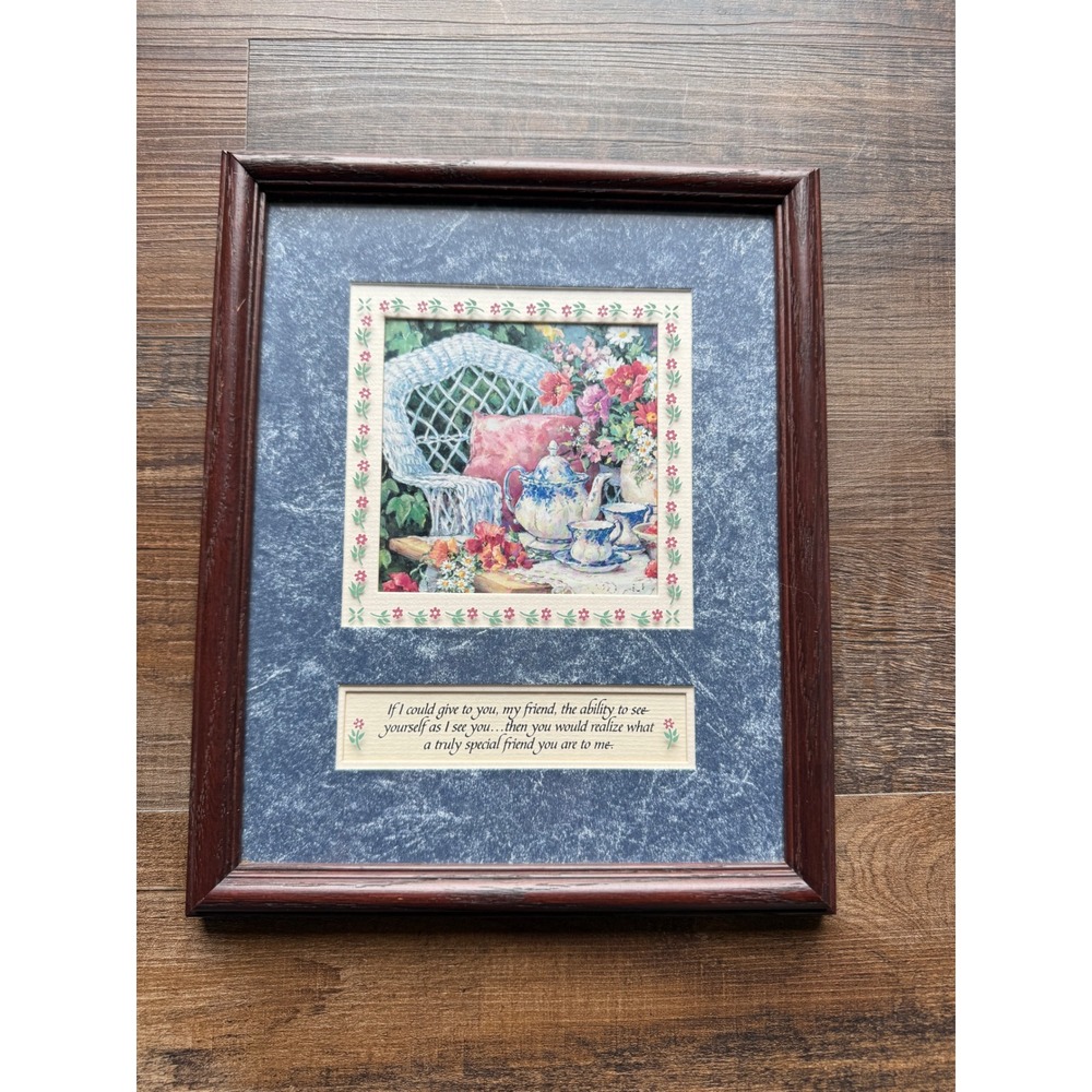 Imagine Design Inc Vintage Framed Art‎ Print Friendship Quote Tea Set Floral
